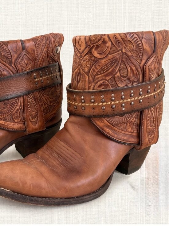 Kemo Sabe Shoes - Custom, vintage-embossed foldover leather boots from Kemo Sabe